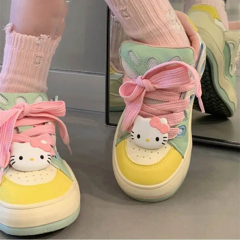 Nowe Sanrio Hello Kitty śliczne kreskówki Anime plansza casualowe buty sportowe dziewczyna deskorolka moda tenis Sport Y2k buty designerskie