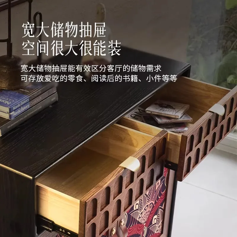 خزانة جانبية لتناول الطعام مصنوعة من الخشب الصلب بتصميم عتيق وخزانة مدخل فرنسية لغرفة المعيشة وخزانة تخزين صغيرة منزلية عتيقة من اثنين #4