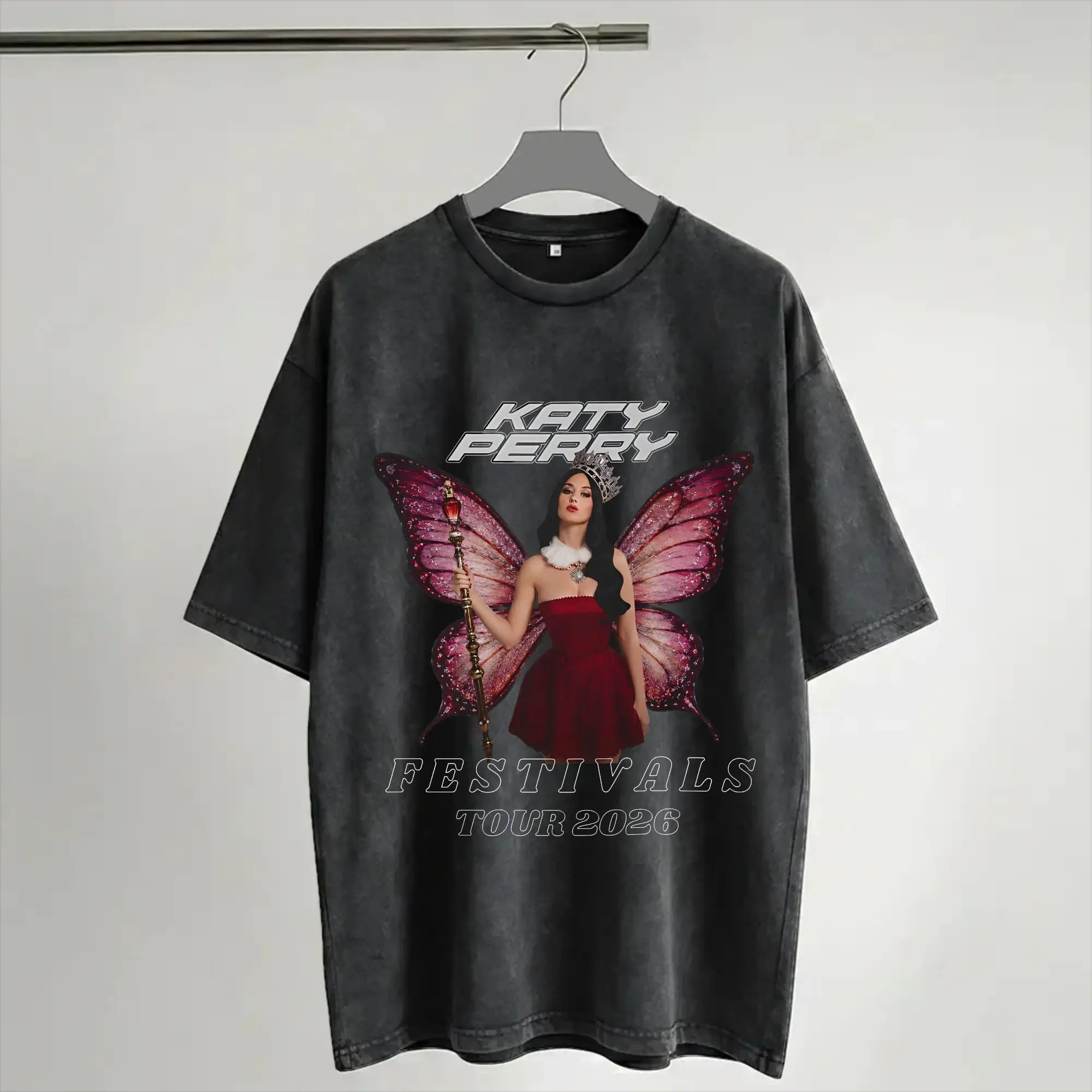 2026 Katys Perrys Tour Washed T Shirts Streetwear Hip Hop Fashion T-Shirt  Tees Tops Men Women Short Sleeve Harajuku