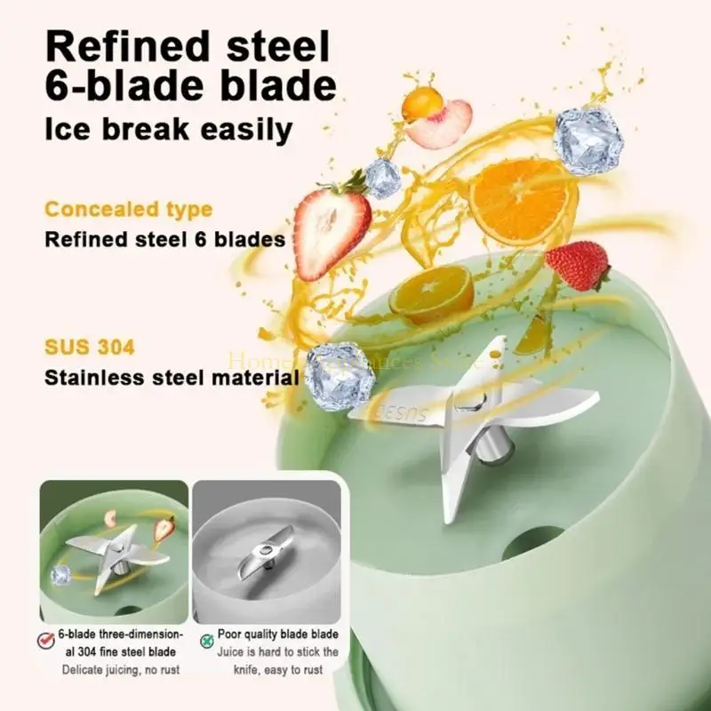 d0abジューサーフルーツミキサー充電可能なミニブレンダー屋内屋外用の小さなジューサー