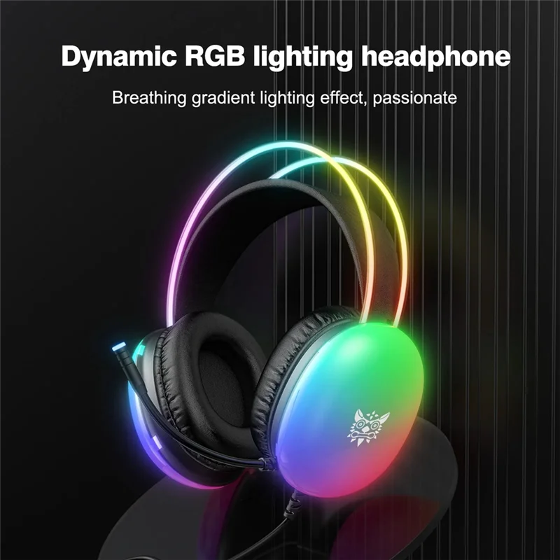 Ingenious-ONIKUMA Gaming Headset With RGB Dynamic Lighting Wired Over-Ear Headset With Noise Canceling Microphone For PC