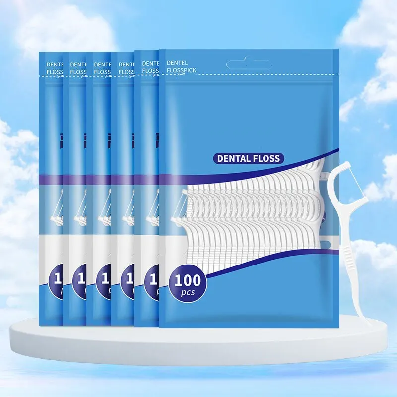 200pcs Dental Floss and Plastic Toothpicks for One-time Cleaning of Dental Gaps-Oral Care