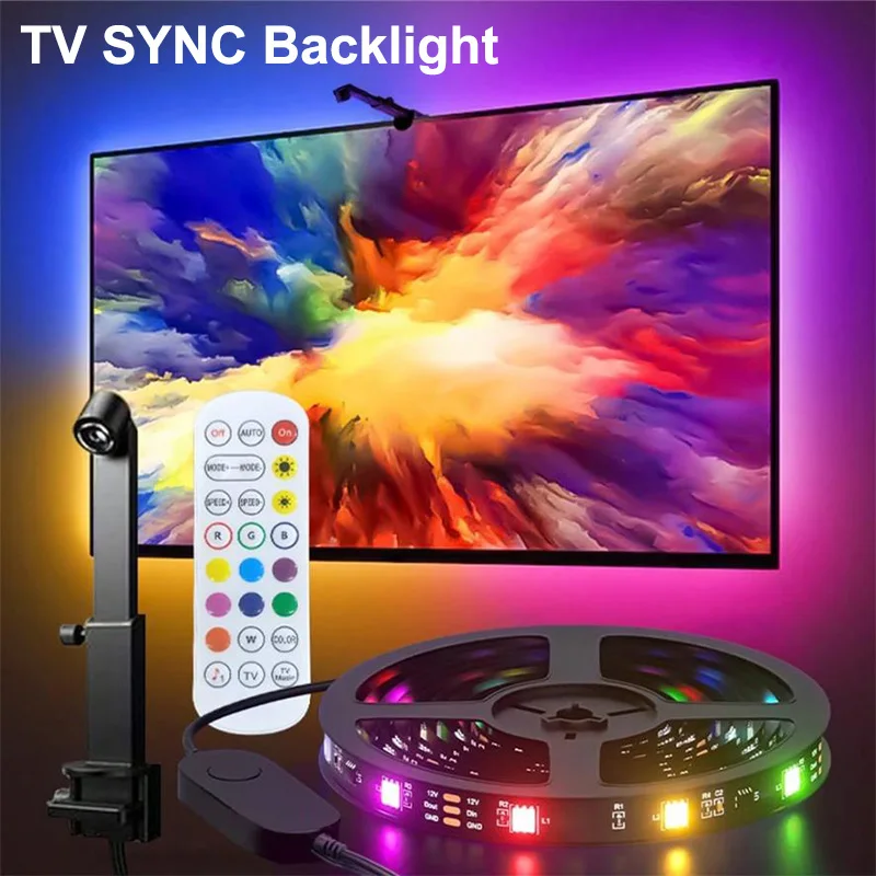 Ambilight Tv Backlight 3.8m 5m Sync To Screen 5v Usb Rgbic Led With Camera Sync Tv Light App Control Gaming Ambient