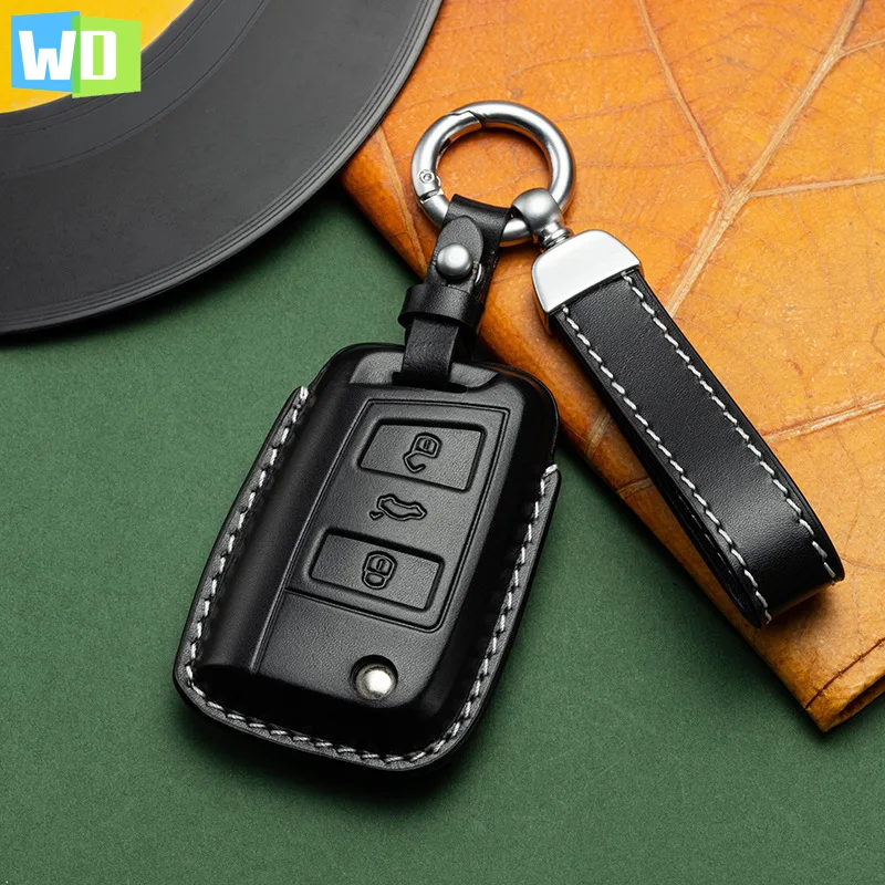 

Car Key Case Cover For VW Volkswagen Golf 7 MK7 Tiguan MK2 SEAT Ateca Leon FR 2 Ibiza For Skoda Octavia A6 A7 Genuine Leather