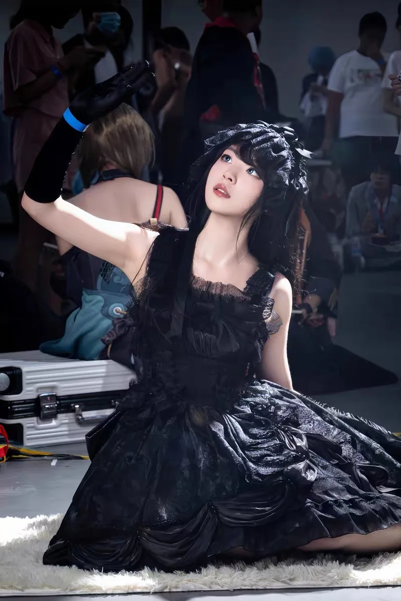 Lolita artesanal pesado laço rosa headpiece doce arco preto gótico acessório de cabelo cosplay limitado preto versátil escuro bandana