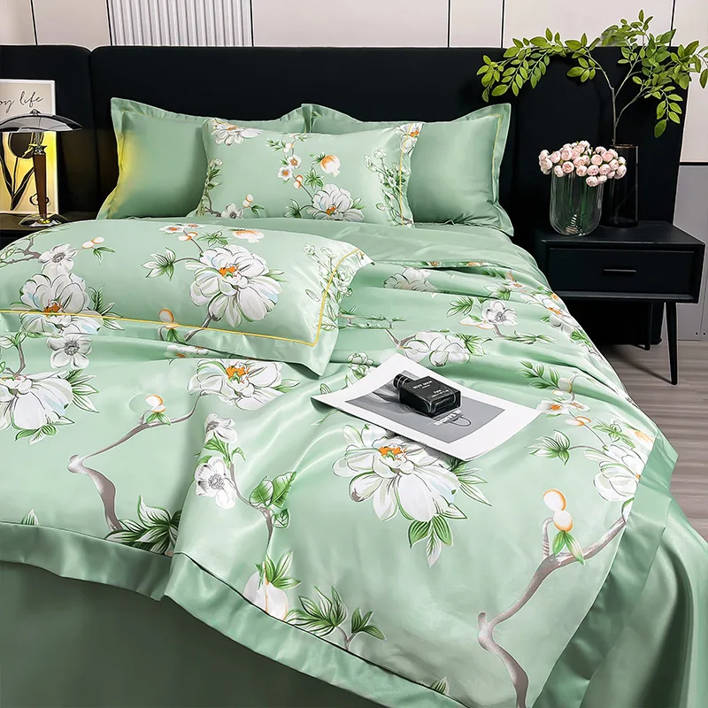 

Ice Silk Summer Comforter Tencel Cool Quilt Air Condition Single Quilt Silk Thin Bedding Machine Washable