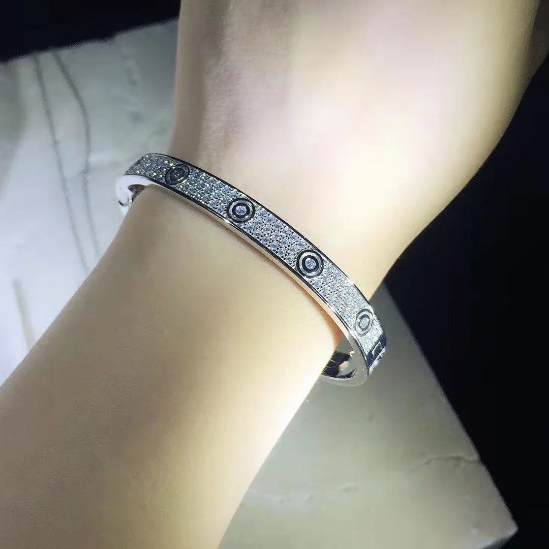 S-M-L-XL 925 فضة عالية الكربون الماس النمر ليوبارد الإسورة أساور غرامة فاخرة غرامة مجوهرات للنساء أو الرجال