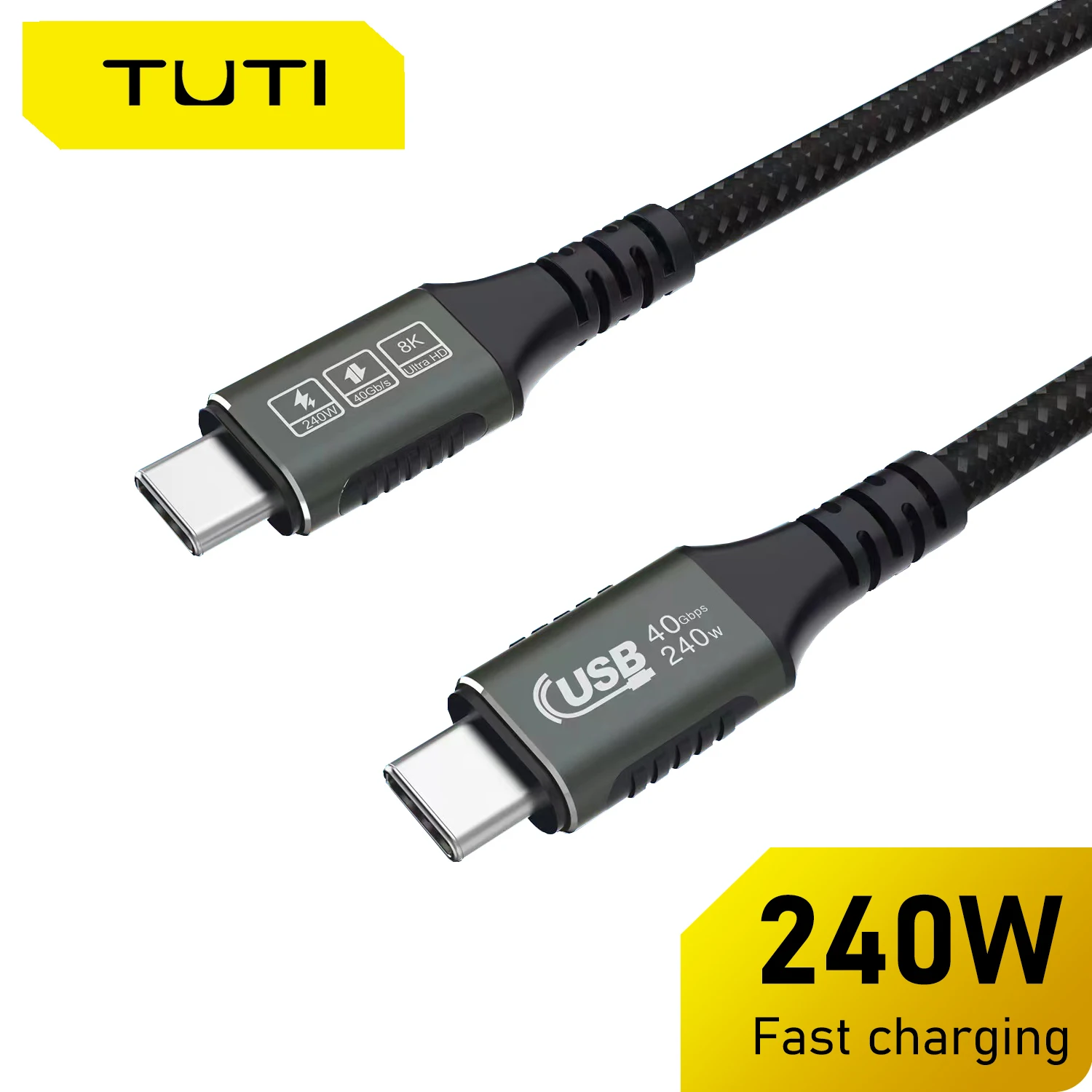 

TUTI 240W USB C Charging Cable,40Gbps,8K 60Hz for 4K Monitor,Type C to Type C Cable ,for Thunderbolt 4/3,3.2 Gen 2 Devices