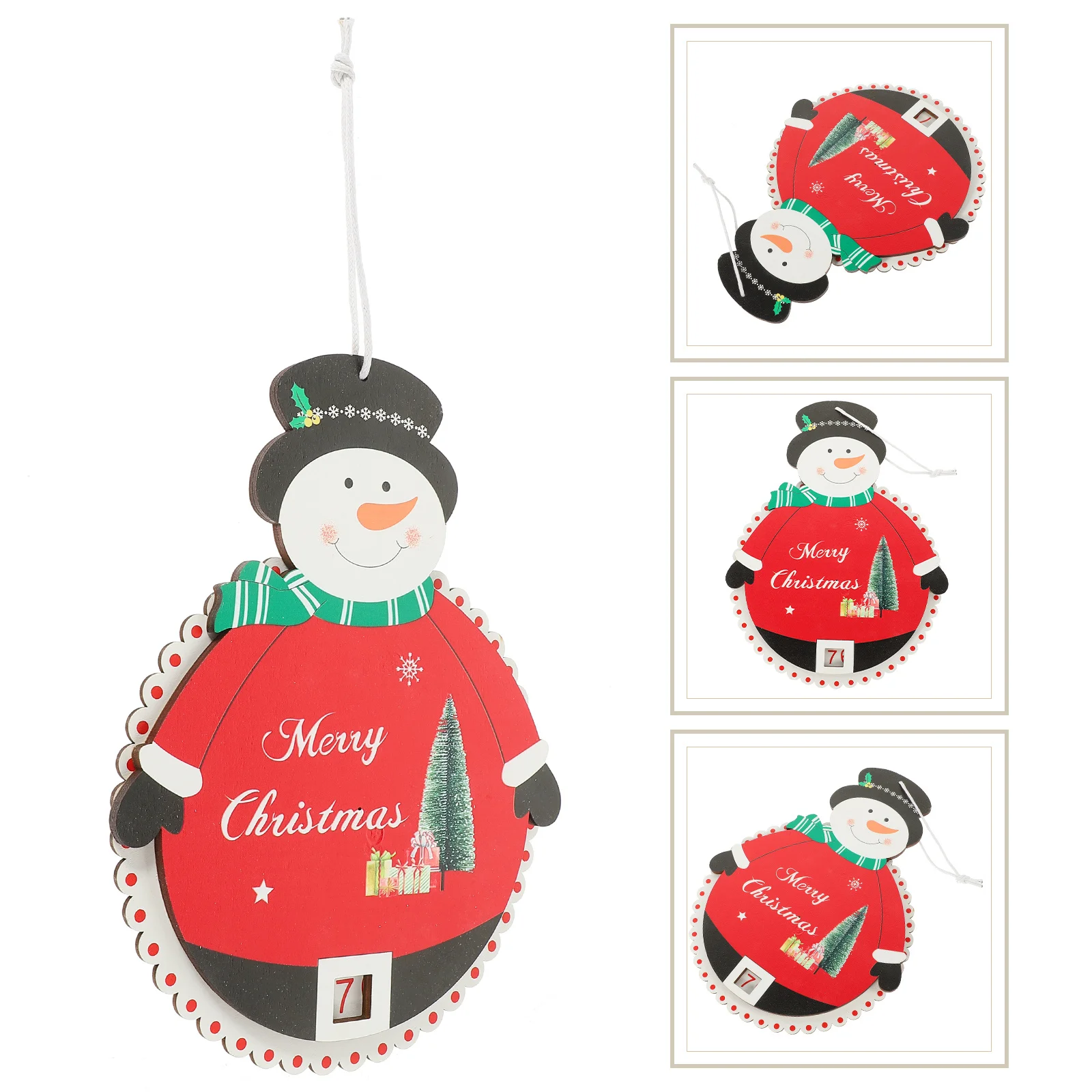 

Wooden Christmas Hanging Advent Calendar Sturdy Xmas Pendant Decorative Countdown Calendar for Wall Door Tree Holiday Party