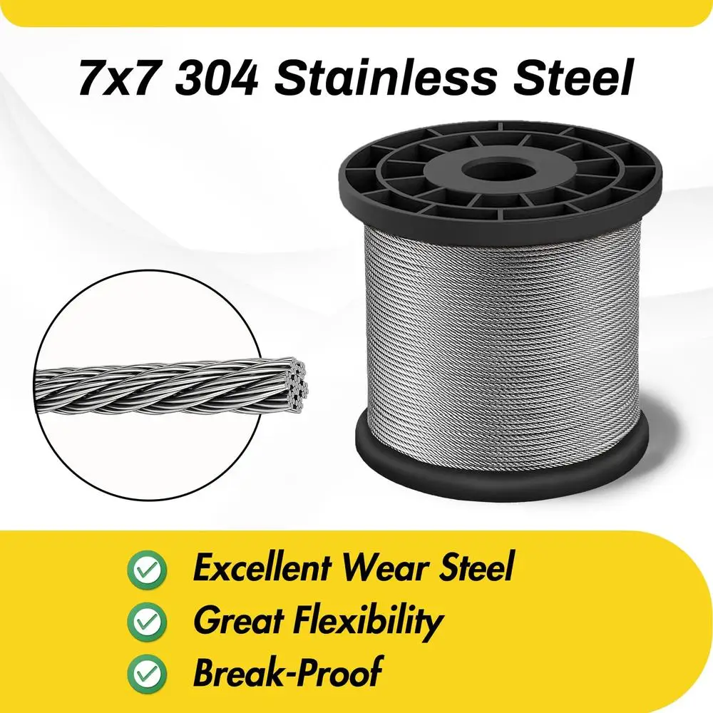 Stainless Steel 400FT Wire Rope Kit with Crimping Tool and 150 Sleeves Strong Aircraft Cable Deck Railing and DIY Projects
