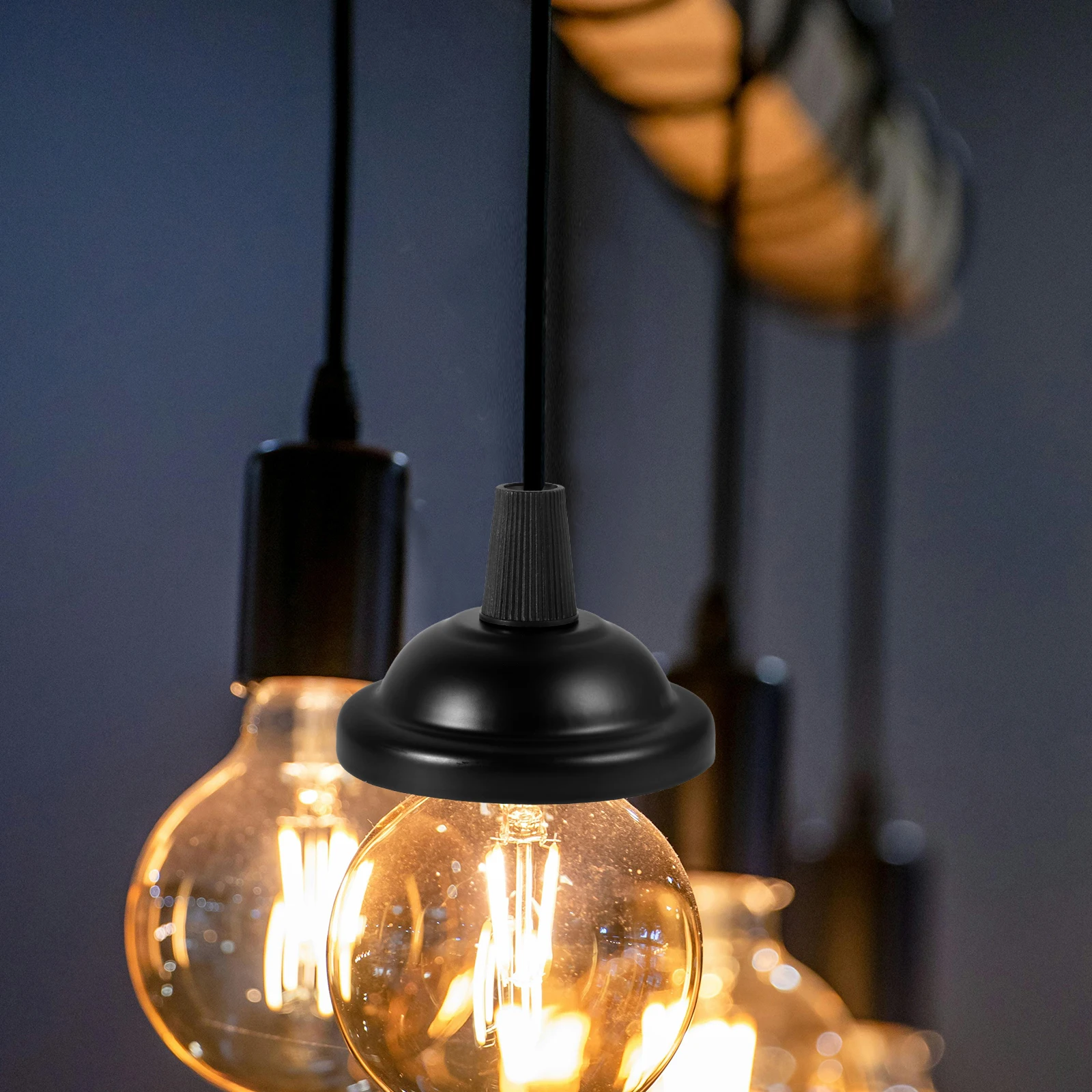 

4 pcs Retro Pendant Lamp Holder Ceiling Plate Cover Ceiling Light Accessories Black Minimalist Design Metal Cover Plate