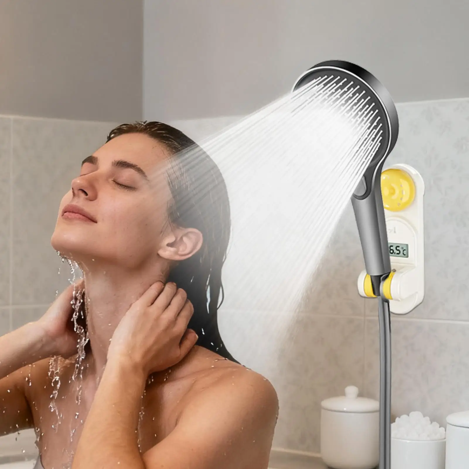 دش رئيس جبل عرض درجة الحرارة شفط حامل قابل للتعديل جدار جبل دش قضيب قوس للحمام المنزلية RV المرحاض