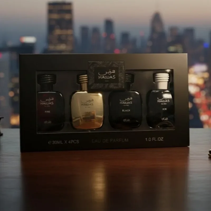 Vierteiliges Aquatisches Aromatisches Duftset für Herren, 4 x 30 ml, langlebig, frisch, weich, kühl, stilvoller Duft mit aquatischem Ton