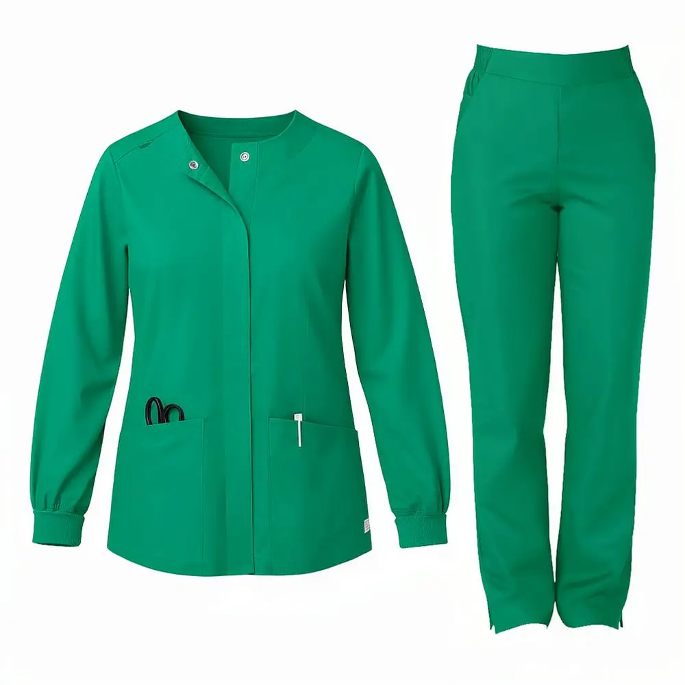 Breathable Hospital Scrub Sets Long Sleeve Round Neck Medical Uniforms Unisex Surgery Clinic Workwear Apparel