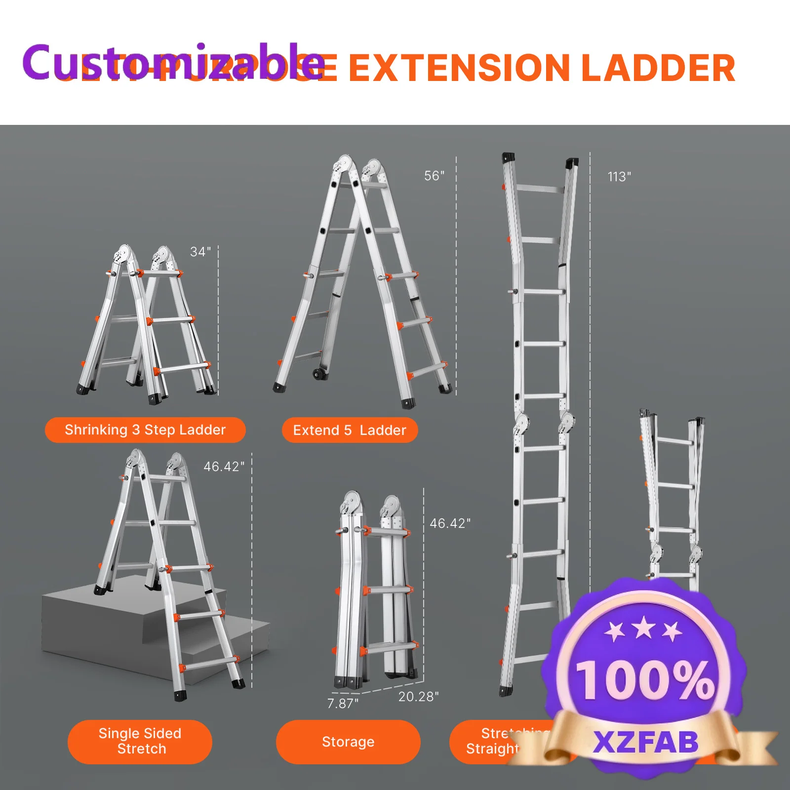 Factory Direct 2026 Top RatedSucceBuyTelescoping Ladder A Frame Compact Aluminum Extension Ladder Multi-Function Portable Collap