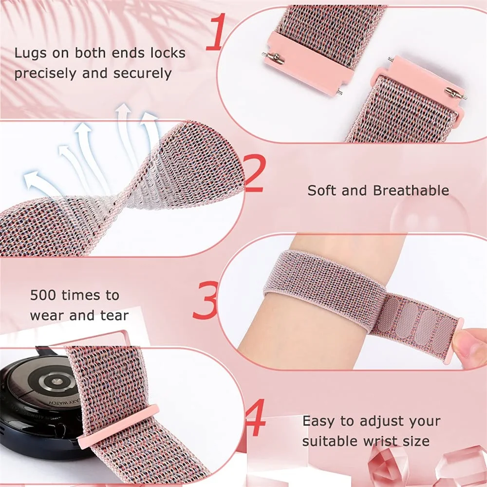 20mm 22mm Band For Samsung Galaxy Watch 6/5/4/5pro/4/6 Classic/active 2 Nylon loop sport bracelet huawei watch GT 4-2-2e-3 Strap image 5