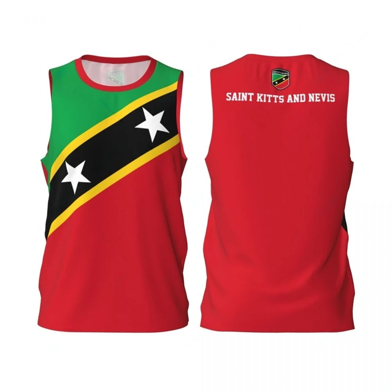 Saint Kitts And Nevis Flag Basketball Jersey Fashion Casual 3D Printed Sports T Shirt Loose Quick Dry Breathable Mens Tees Tops