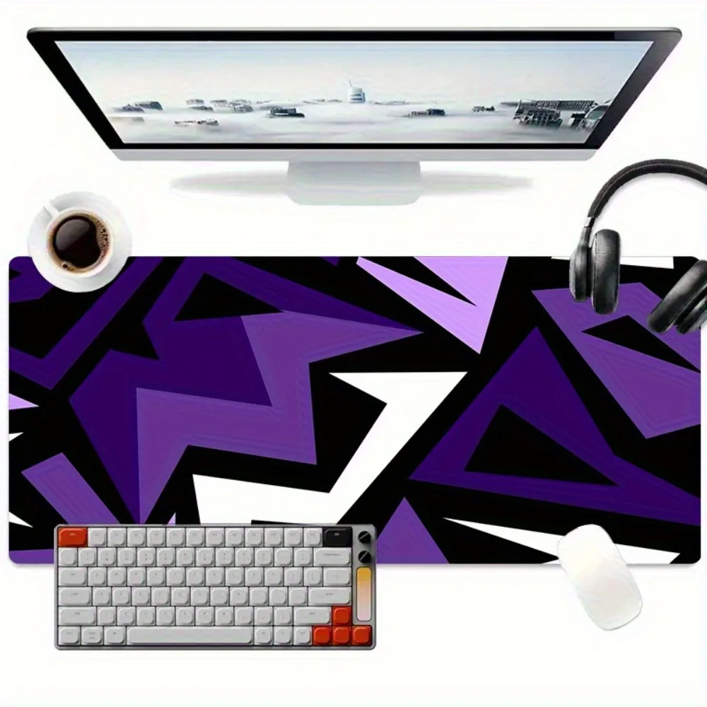 Anti-slip desktop mat Purple multielement geometric design Suitable for home office use Universal applicability pc accessories