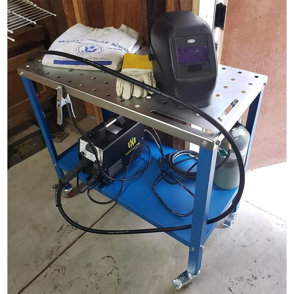 KF3002 Rust-Free 36”×18” Welding Table 1200 lbs Loading Capacity, Wedling Cart Universal Work Table with 5/8" Holes,