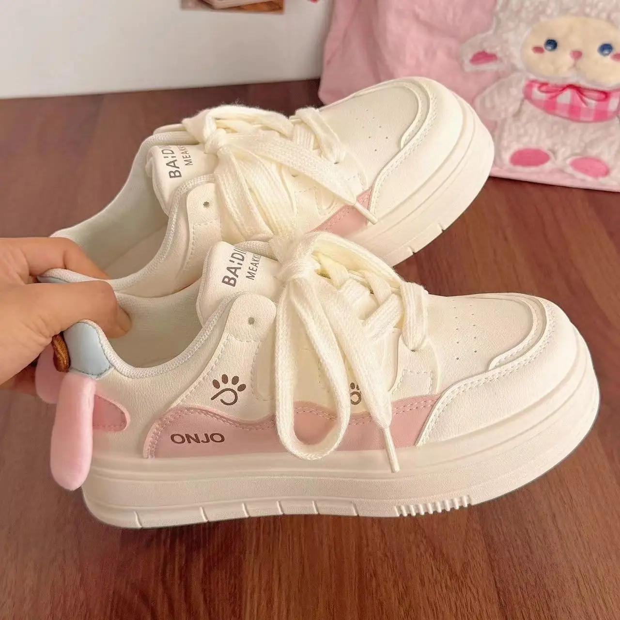 Cute Pudding Dog Women's Low-Top Sporty Casual Shoes Breathable round Toe Deep Mouth Wear-Resistant Anti-Slip Comfortable Fall