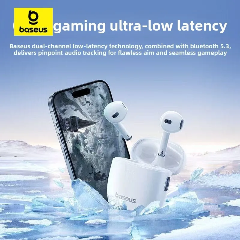 

Baseus новые беспроводные наушники W04 Ture TWS Bluetooth 5,3 наушники с шумоподавлением и голосовым чехлом оригинальные новые наушники Silico