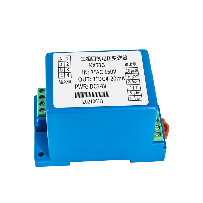 AC 0-100V 0-220V 0-380V 0-465V 0-500V DC24V 3 Phase Voltage Transmitter 4-20mA 0-10V 0-5V 1-5V Output AC Voltage Sensor