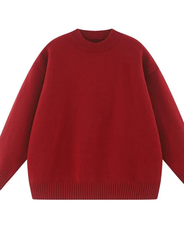 

Thiened свитер с высоким воротником и зимней внутренней одеждой, теплый ленивый вязаный красный цвет, год китайского зодиака для подростков и взрослых