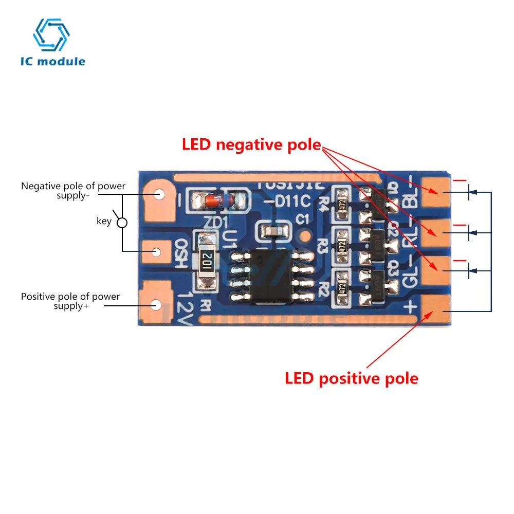 DC5-12V RGB Flashing Light Module 11 Kinds Of Mode Button Switch Phantom Light Module High Current Drive Module