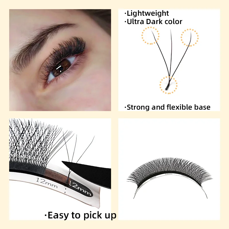 3D W Shaped Lashes Premade Volume Fans 0.07 C/D Curl Mixed Lengths Faux Mink Cilios Lashes Eyelash Extensions Supplies