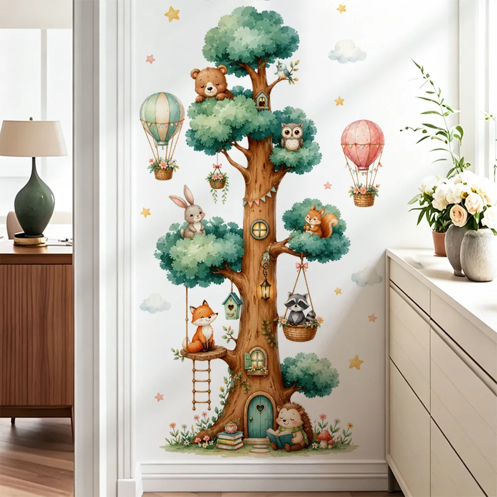 Niedliche Waldtiere Wandaufkleber für Kinderzimmer, Kinder, Jungen, Mädchen, Babyzimmer, Dekoration, Kinderzimmer, Tapete, Vinyl, Elefant, Löwe – Detail 38