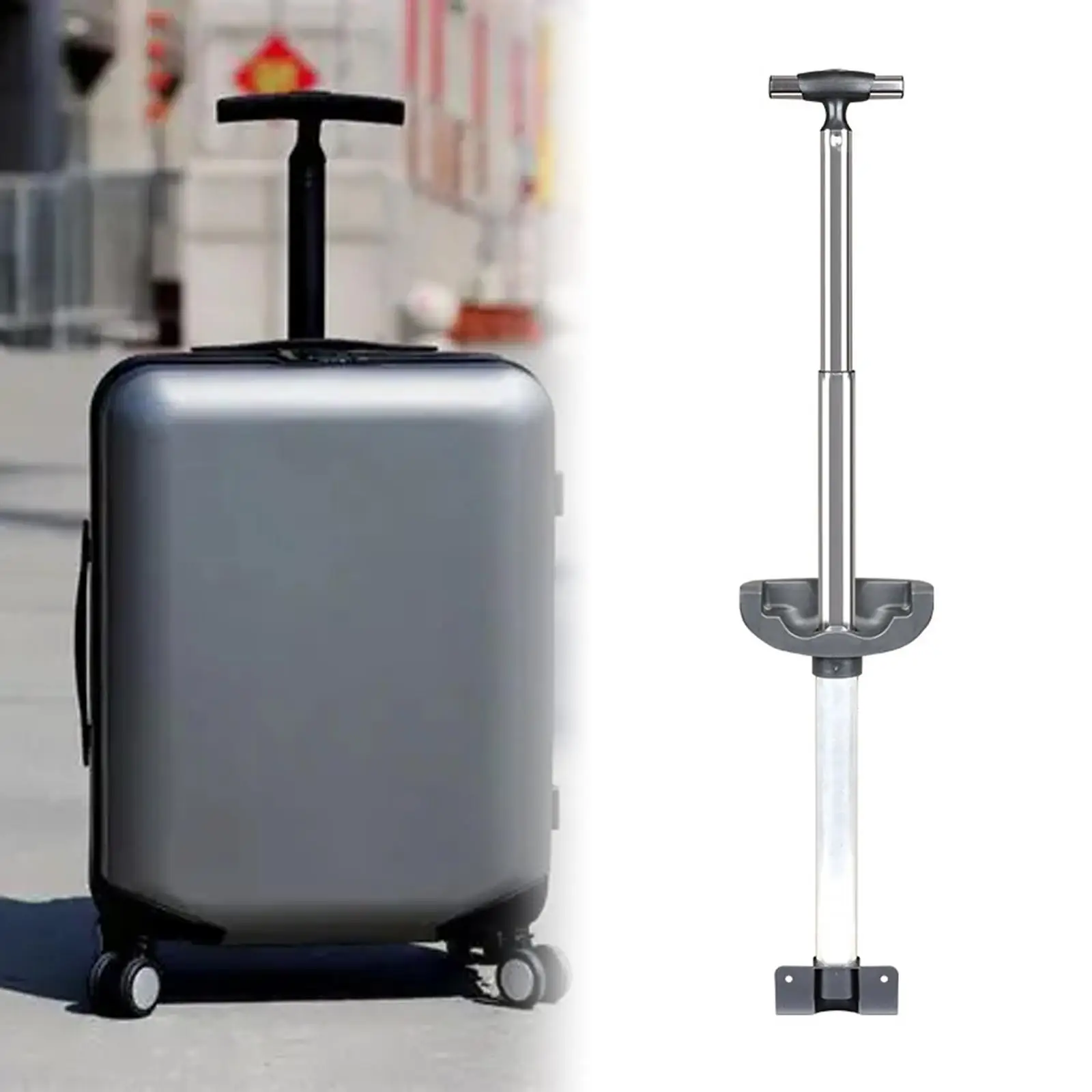 قطع غيار مقبض تلسكوبي لحقيبة السفر، قضيب واحد، سهل التركيب، قضيب سحب مقبض بديل للأمتعة من الألومنيوم