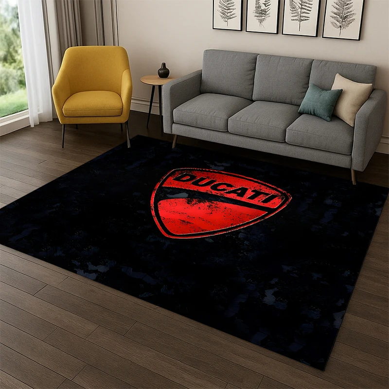 Klassischer D-Ducati-Rennwagen-Motiv-Teppich für Schlafzimmer, Wohnzimmer, Sofa, Spielzimmer, Fußmatte, Heimdekoration, Kinderteppich, rutschfest