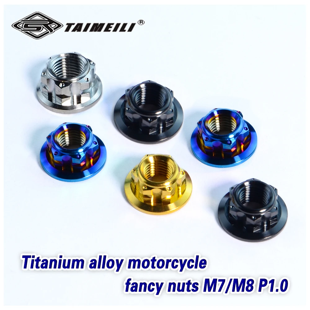 TAIMEILI 1 Stück Titanlegierung Muster-Mutter M7/M8 p1.0 Motorrad Fahrrad Modifikation Ersatzmutter