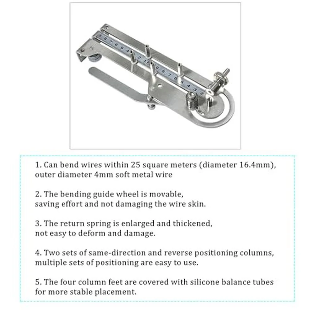 Precision Wire Bender with Fixed 6mm Shaft and Replaceable 19mm Guide Wheel for Controlled Bend Radius and Angle