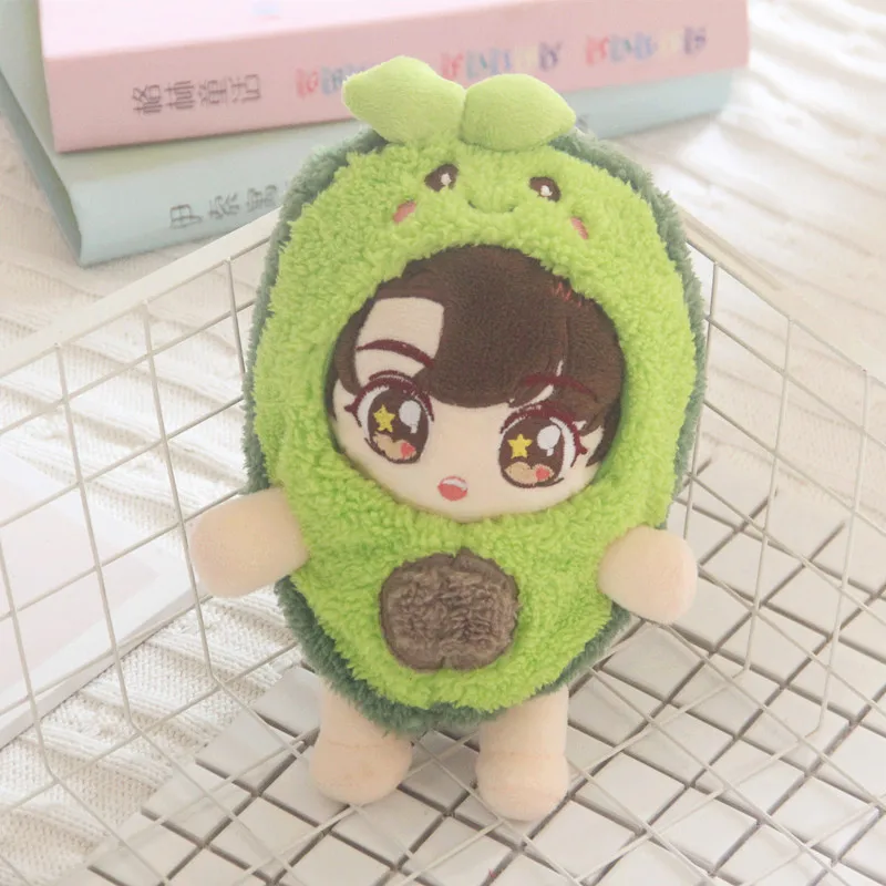 Cartoon Avocado Coat Doll Clothes, Kawaii Soft Plush Doll Clothes, Idol Doll Change Clothes Game,Fans, Girls Gifts, 20cm,10cm