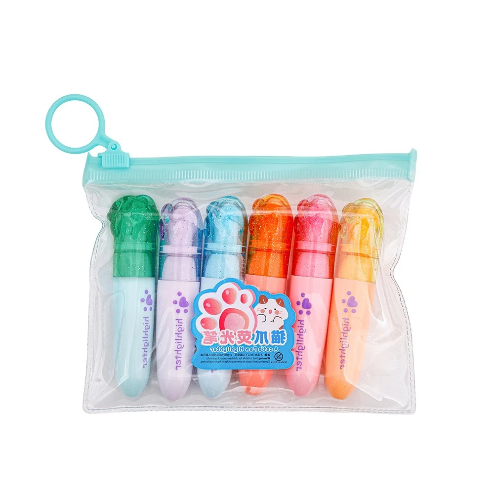 conjunto-de-3-marcadores-de-texto-garra-de-gato-para-atacado-caneta-colorida-de-grande-capacidade-para-estudantes-e-diarios-marcador-de-destaque-estilo-macaron