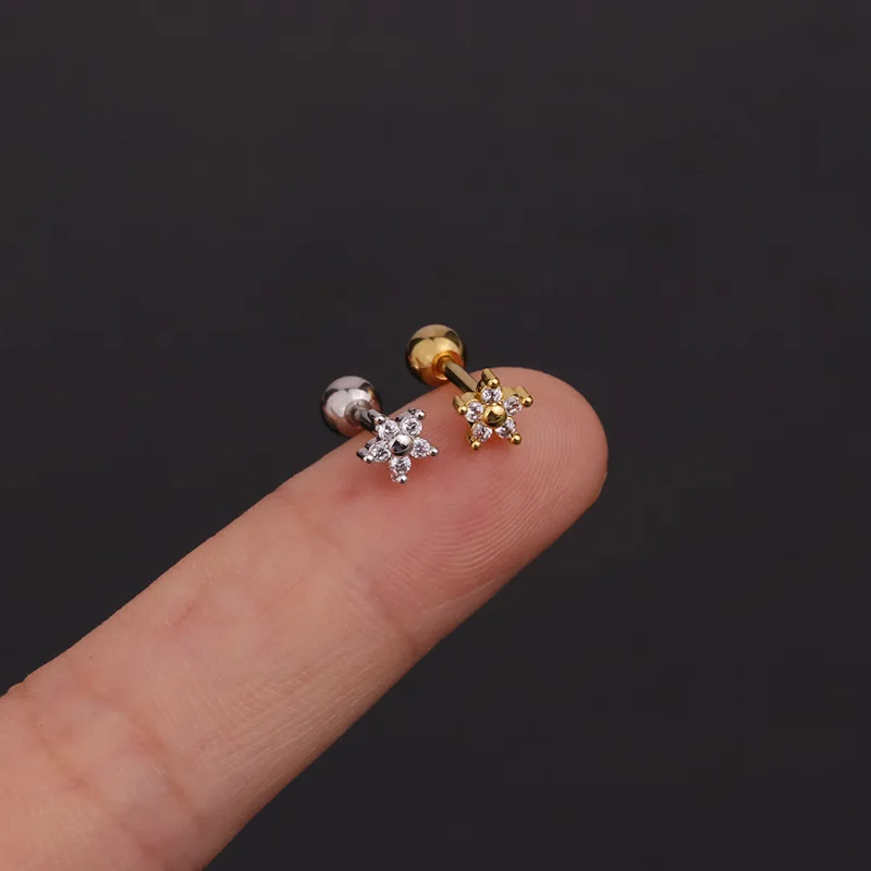 2PCS New Stainless Steel Tragus Piercing Ear Stud Earring for Women Helix Tragus Studs Earring Trendy Jewelry boucles d\'oreilles