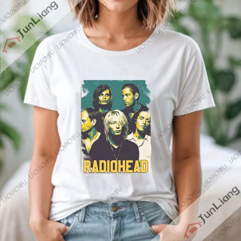 Radiohead T-shirt Cute Printed T-shirt Band Rock Fun music album printed loose top T-shirt Unisex Harajuku