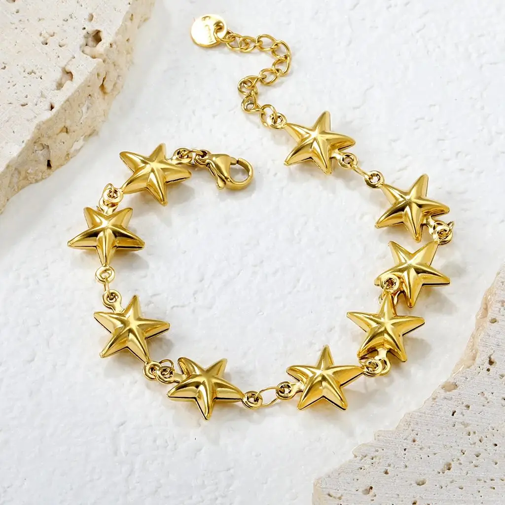 LUXUKISSKIDS Cute Starfish Charm Bracelets Stainless Steel Ocean Element Texture Shell Beach Girls Woman Hand Jewelry Accessorie