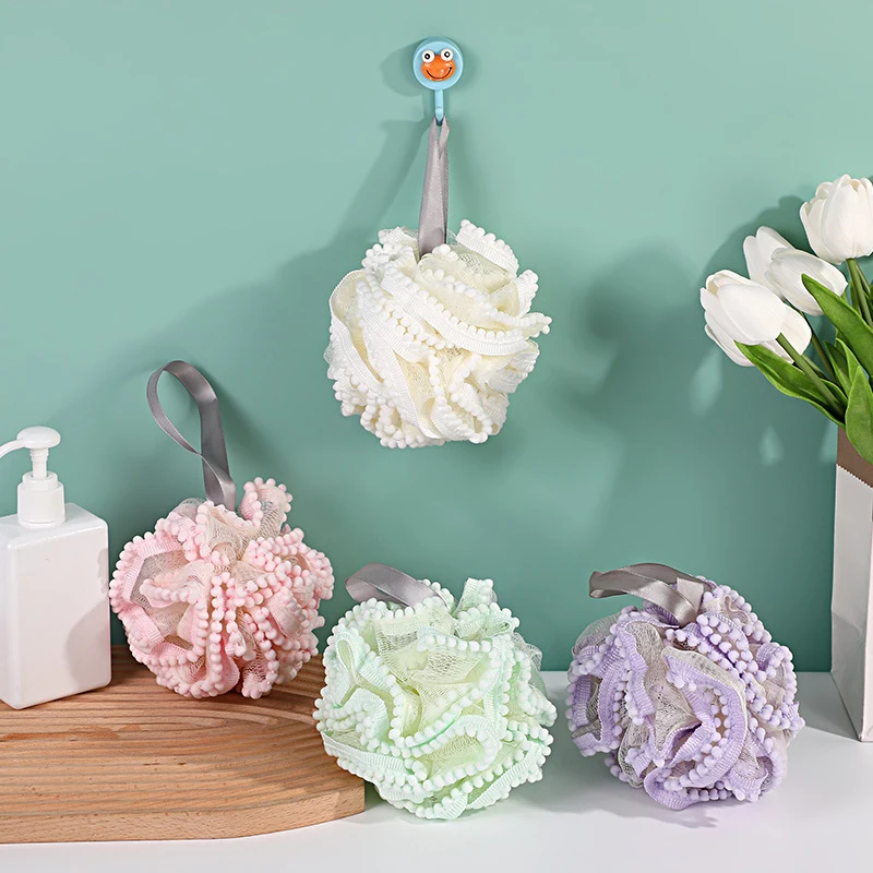 

Soft Mesh Bath Sponge Balls Exfoliating Scrubbers Skin Cleaning Shower Puff Body Cleaner Bath Flower Bathing Accessories
