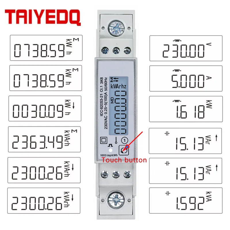100a Enkele Fase 230V Din Rail Meter Elektriciteit Kwh Meter Multifunctionele Energiemeter Rs485 Modbus Rtu Meter Tac1100