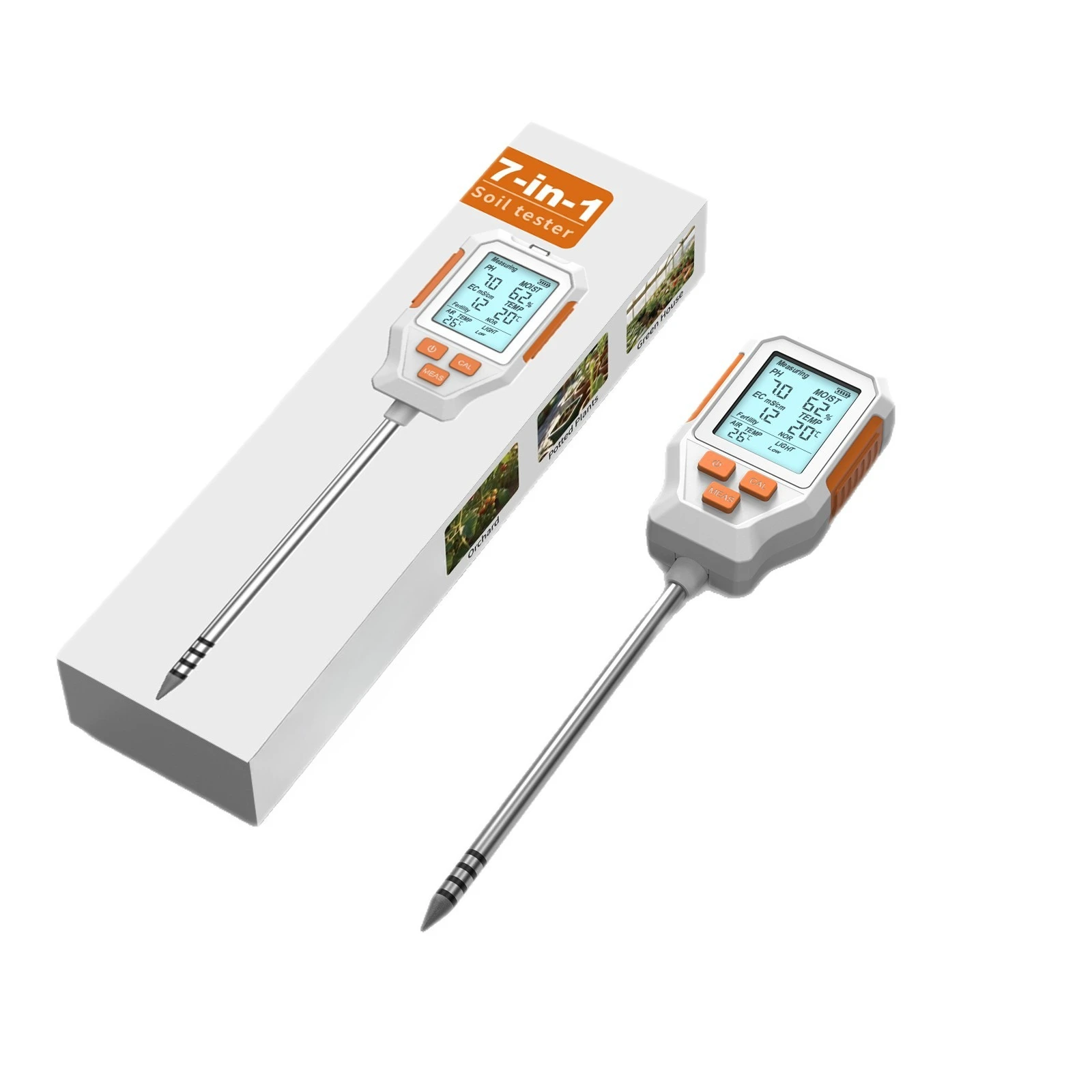 PH Meter/EC/Illumination/Fertility Temperature and Moisture Soil Orchard Compost Detector