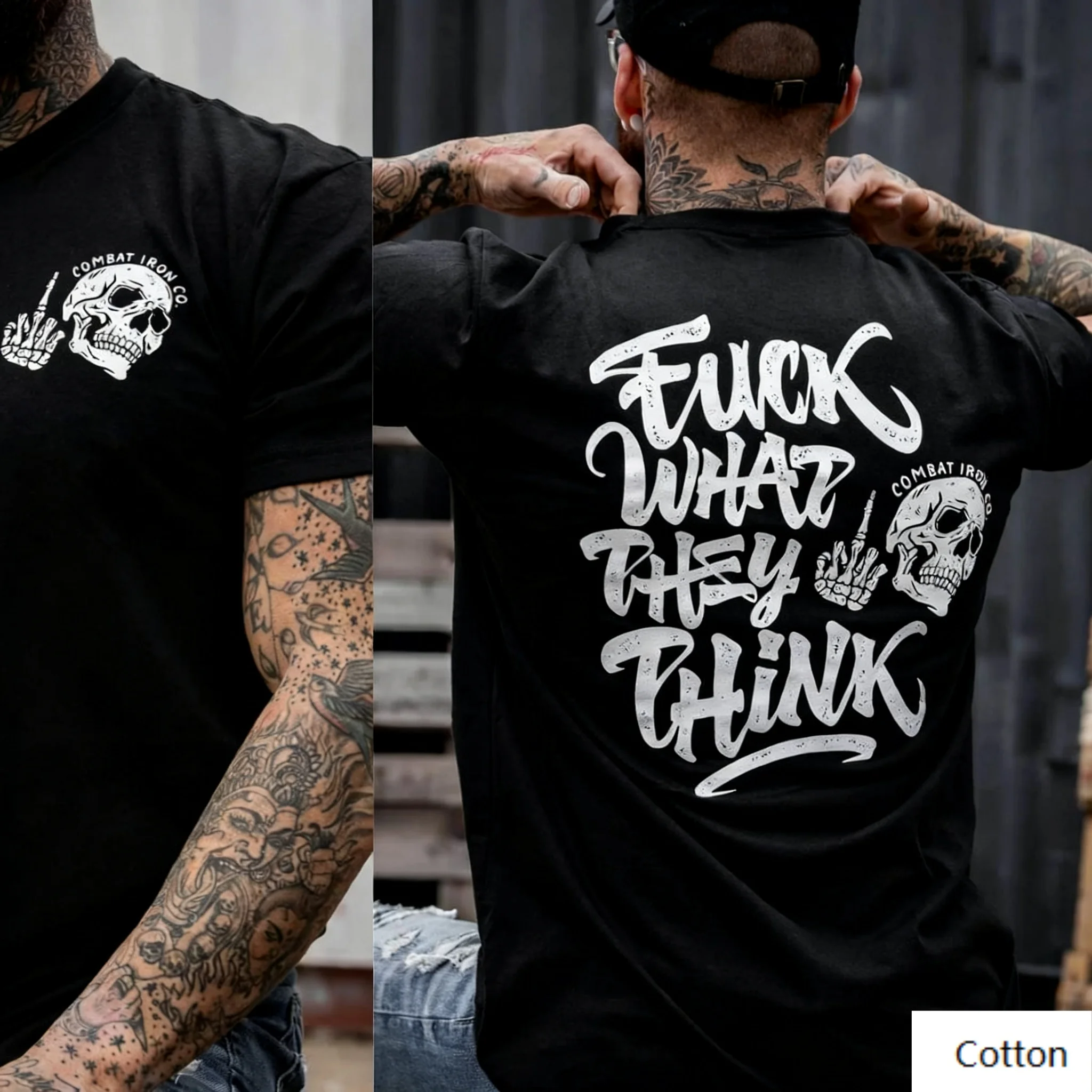 

Хлопковая футболка с круглым вырезом с независимым краем «Ignore The N Unhaers» с изображением глаза — привлекательный принт с символами черепа и объявлением