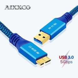 AIXXCO USB 3.0 Micro B Cable 3A Fast Charging 5Gbps Data Cable External HDD Cable USB Cord for Samsung Hard Disk SSD Sata Cable