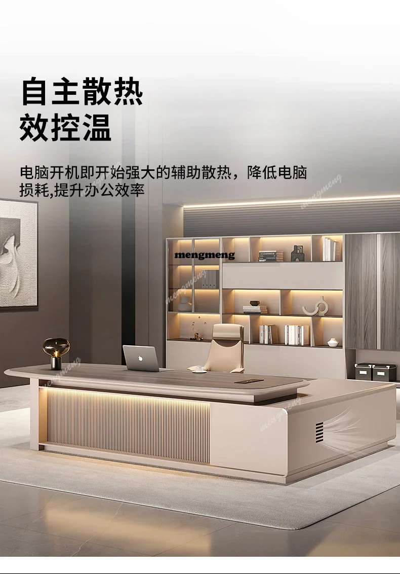 Best seller Boss Manager Luxury Executive Office Desk With Lamp Storage Drawers Computer Desks Bookcase Large Luxury Modern Ligh