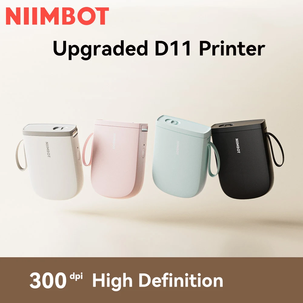 Niimbot Upgraded D11 Mini Thermal Printer 300 DPI Wireless Self-Adhesive Label Maker Inkless Pocket Barcode Name Tag  Labeller