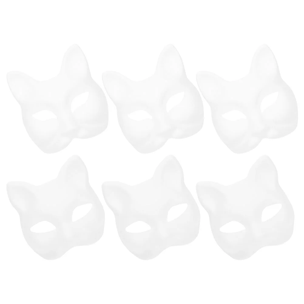 6 Pcs Makeup Hand Painted Mask Man Halloween Stage Performance Blank Paper Masquerade Party