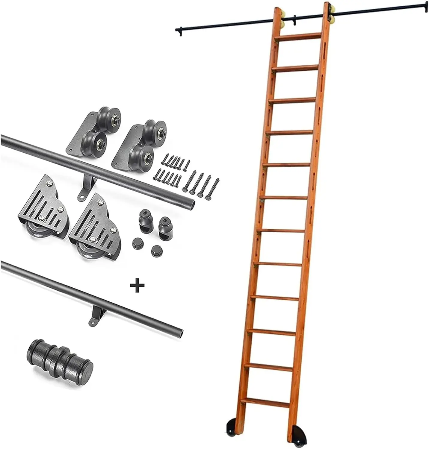 Sliding Barn Door Hardware Kit 100Cm-600Cm Rolling Rail Full Set Kit, Sliding Ladder Hanging Rail + Extension Rail With Floor