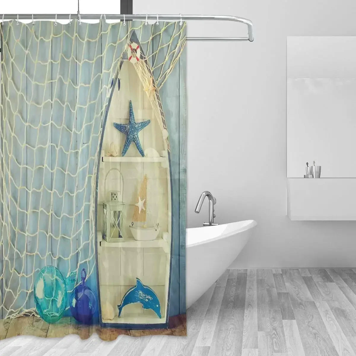 Boat Standing Against The Wall Other Aquatic Objects Sea Featured Picture Shower Curtain