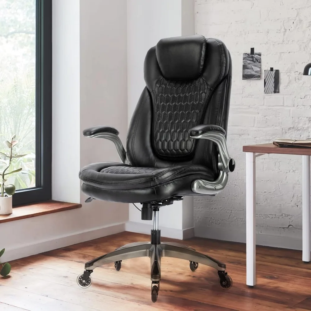 High Back Office Chair, Ergonomic Executive Chair with Padded Flip-up Arms, Adjustable Tilt Lock, Computer Desk Chair Swivel